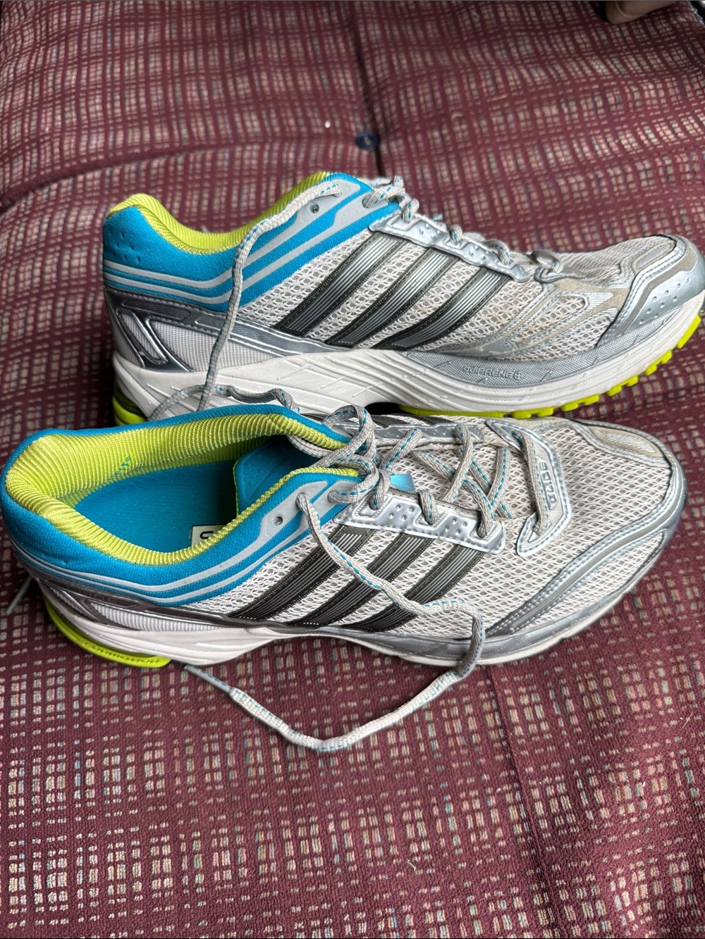 adidas Women’s Gray, Blue & Lime Athletic Running Shoes